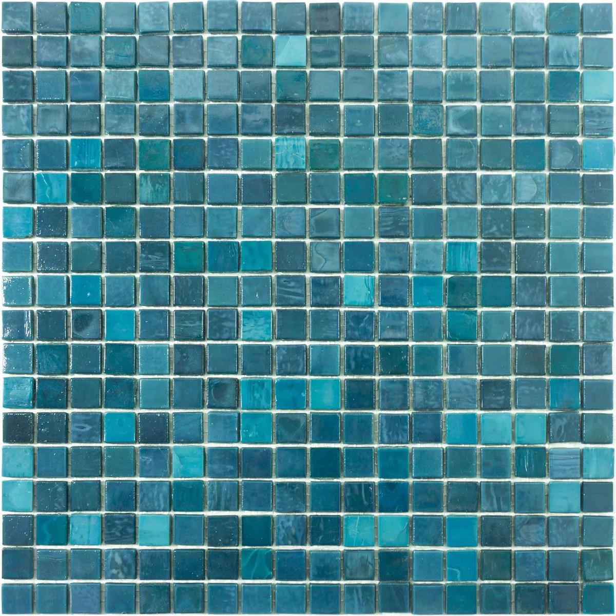 Sample Glasmozaïek Tegels New River Azur Blauw Mix