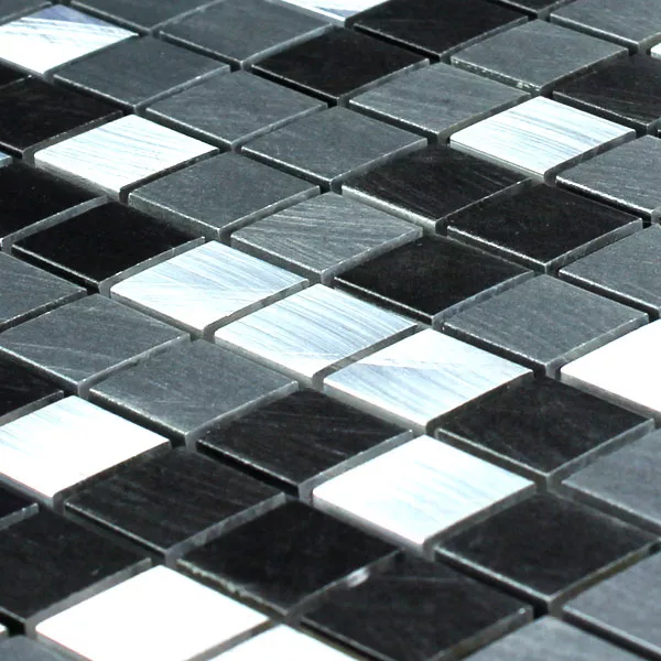 Sample Mozaïektegel Aluminium Zwart Zilver 