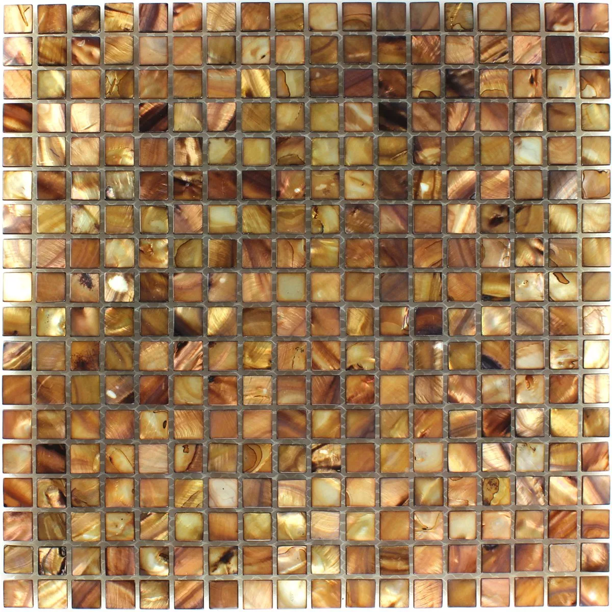 Sample Mozaïektegel Glas Paarlemoer Effect Bruin Guld 