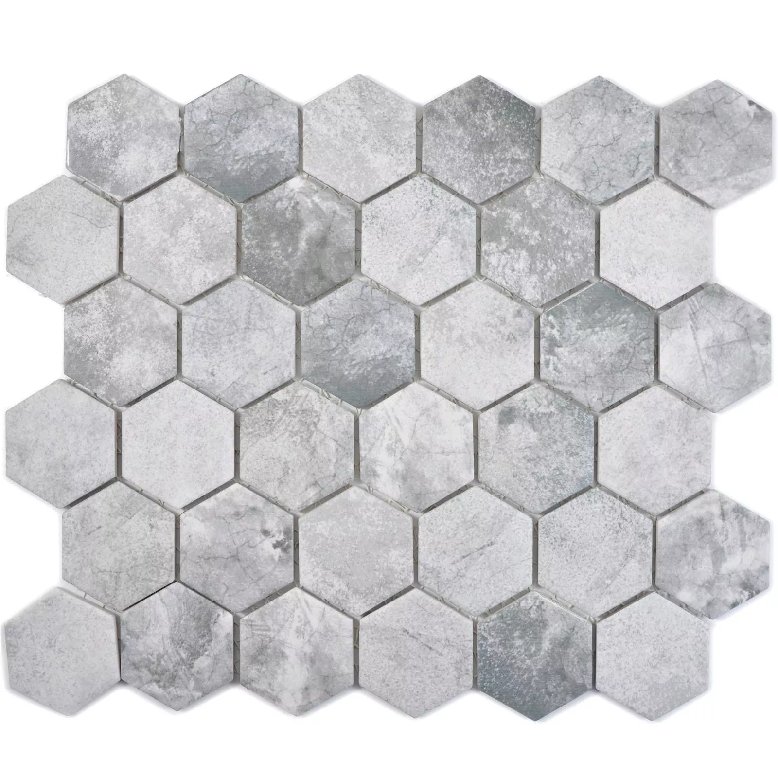 Keramiek Mozaïek Comtessa Hexagon Cement Optic Lichtgrijs