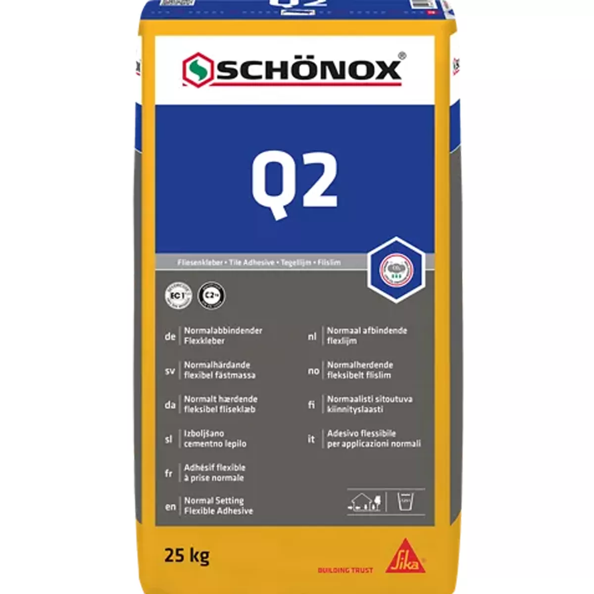 Schönox Q2 Flexibel Klevend Steengoed, Keramische Tegels C2TE (25Kg)