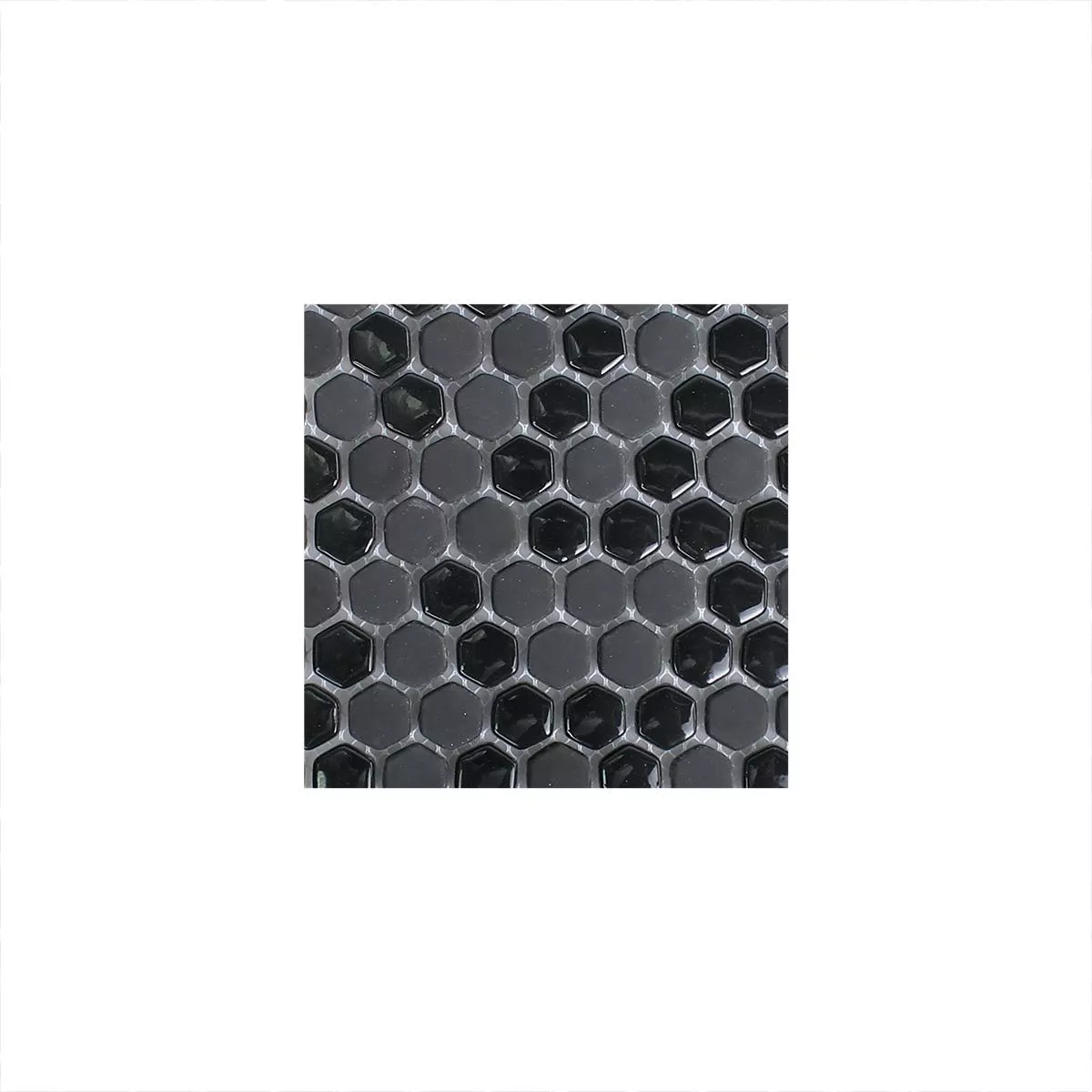 Sample Glasmozaïek Tegels Brockway Hexagon Eco Zwart